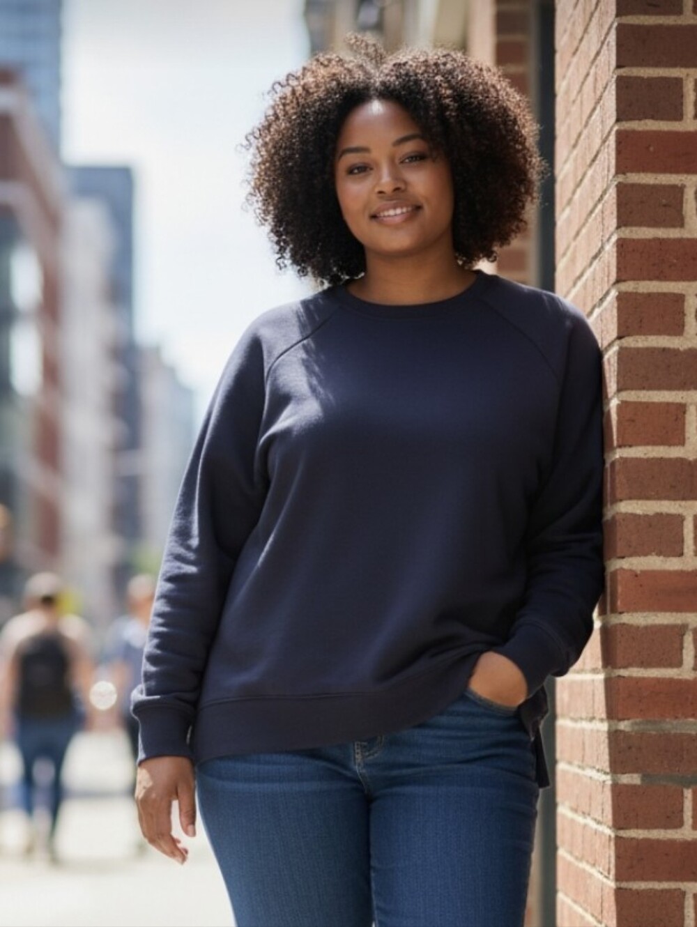 LuLaRoe Hannah Crewneck Sweater – Navy High-Low Hem | Size Large